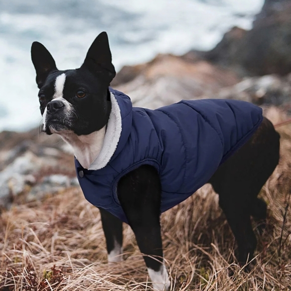 SAWMONG Navy Blue Dog Fleece Jacket with Hood #459 - Picture 9 of 13